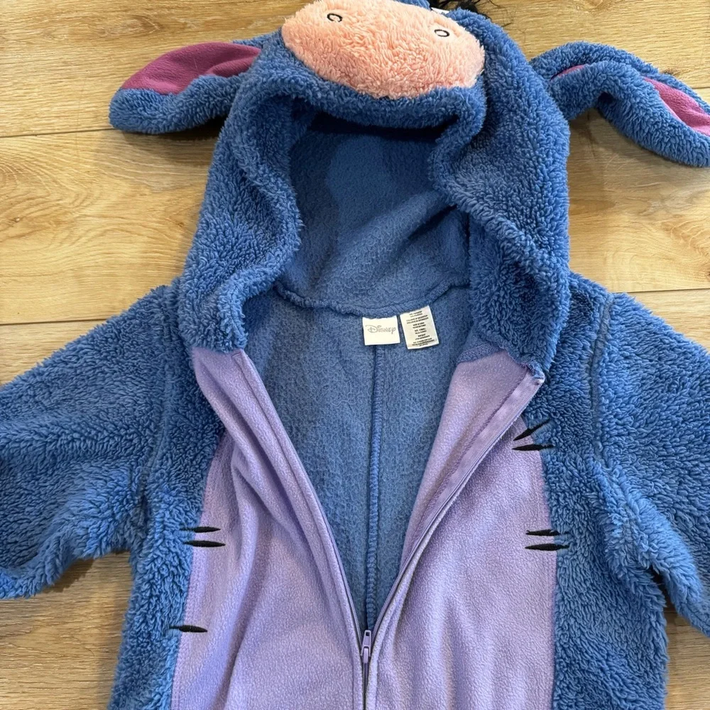 Disney adult Eeyore onesie, blue purple pink, zip closure, hood ears & tail, XS. - Picture 4 of 11